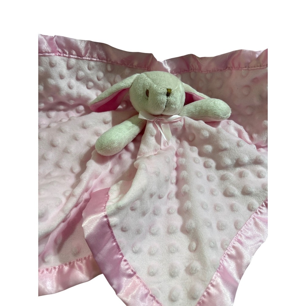 Pro Goleem Pink Bunny Security Blanket Minky Dot Satin Trim Lovey 16x16 22112803